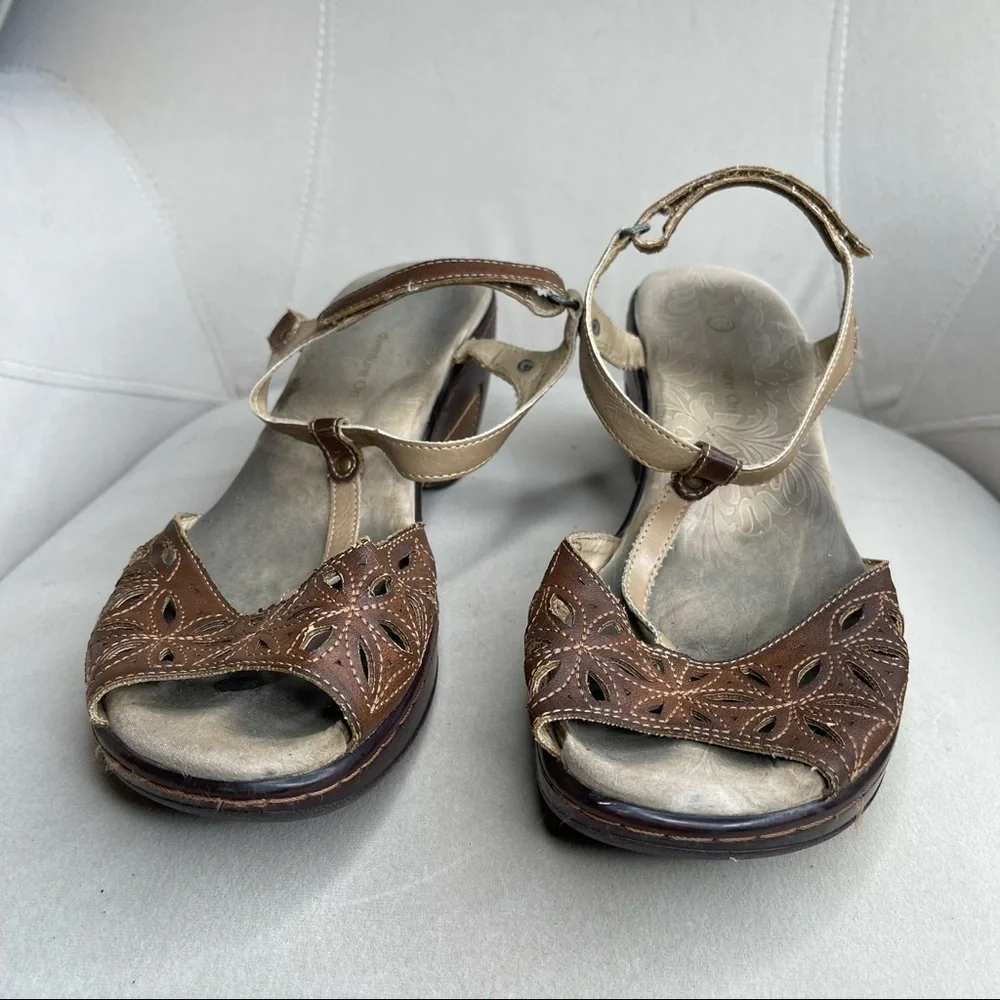 J-41 ADVENTURE Cassia Open Toe Sandal Heels Vegan Size 9.5 Womens